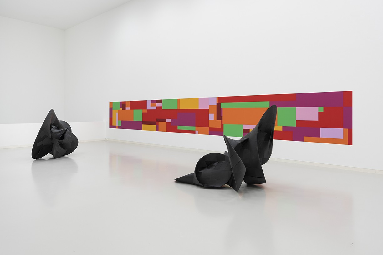 Mural 'Sindelfingen Initiative 1 (red),' 2024 and Film Forms (American Psycho and Trainspotting)