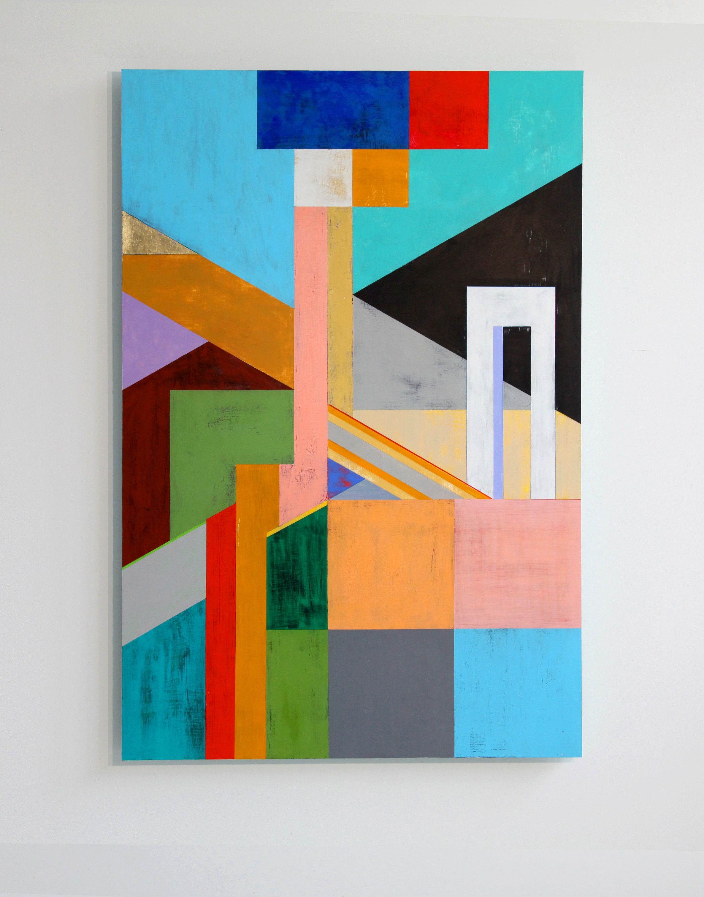 Yerevan Series, Study 6 Pigment, acrylic and gouache, gold leaf on wood Size: 56” x 35” (142 x 89 cm)