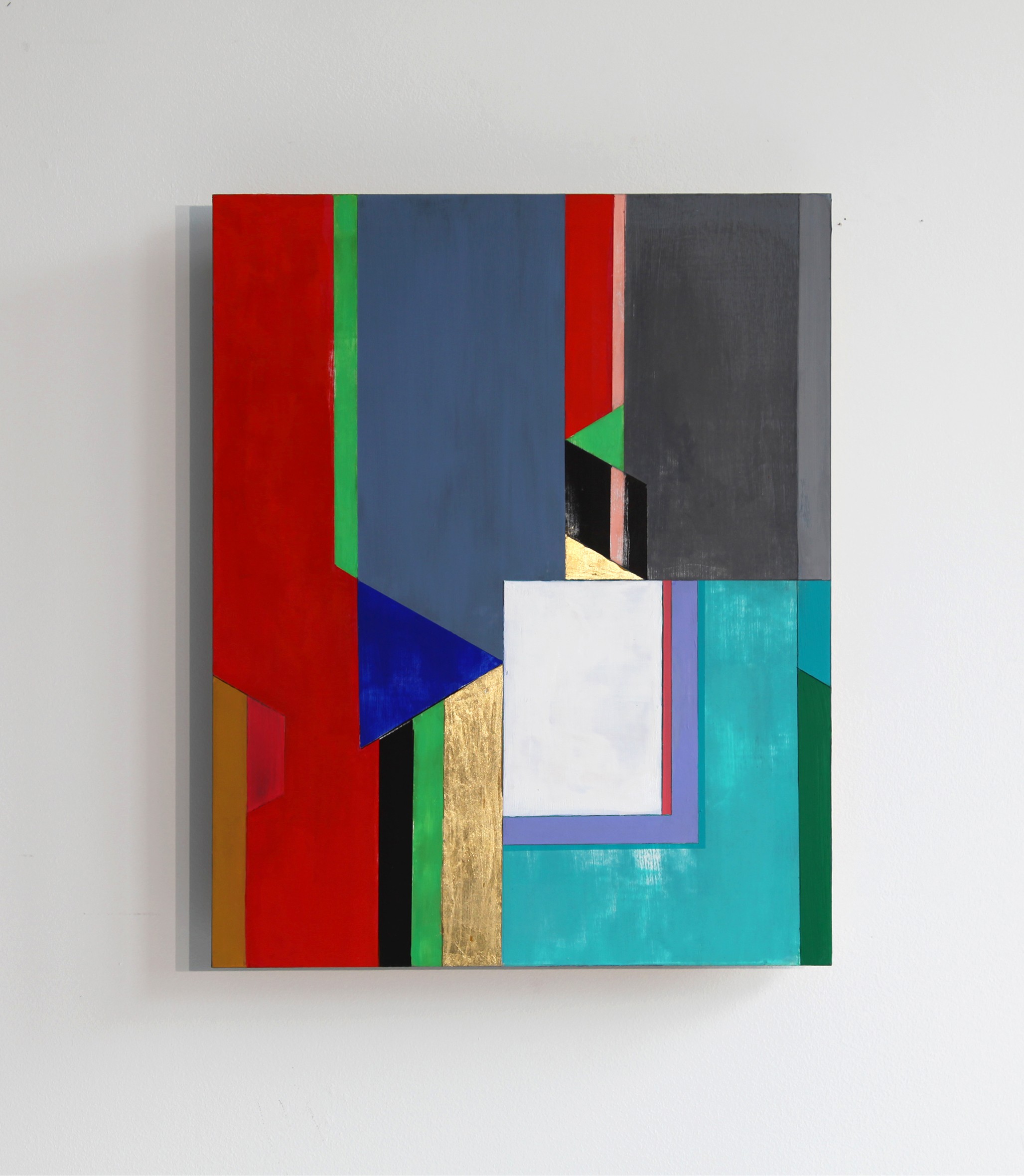 Yerevan Series, Study A Pigment, acrylic and gouache, gold leaf on wood Size: 16” x 20” (40.6 x 50.8 cm)